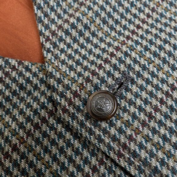 Vintage Wool Tweed Vest Brown Plaid Houndstooth Part Two Made in Portugal - Picture 8 of 14